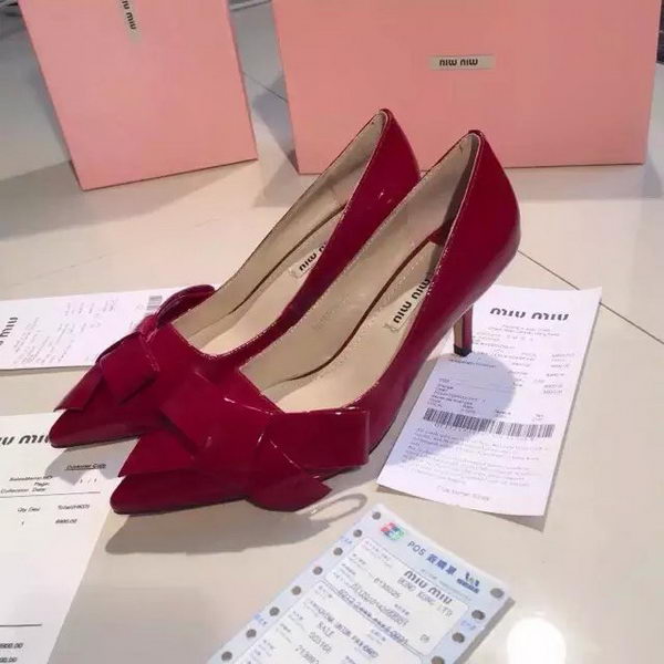 miu miu Patent Leather Flat MM381 Red