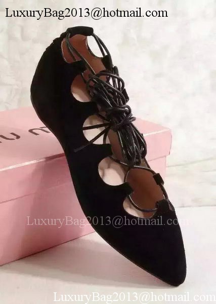 miu miu Suede Leather Flat MM358 Black