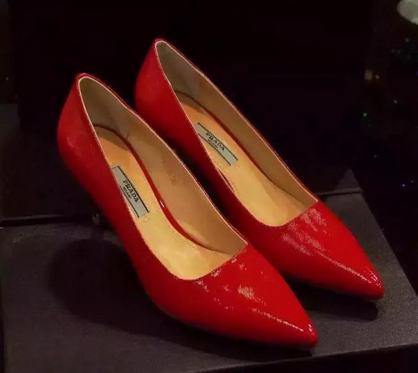 Prada 80mm Leather Pump PD518 Red