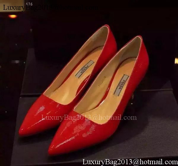 Prada 80mm Leather Pump PD518 Red