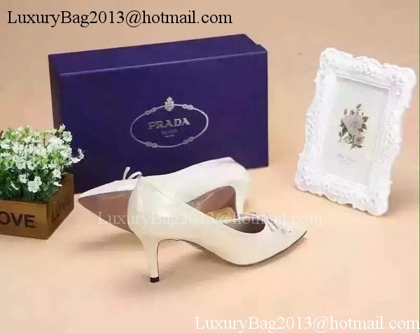 Prada 80mm Leather Pump PD522 White