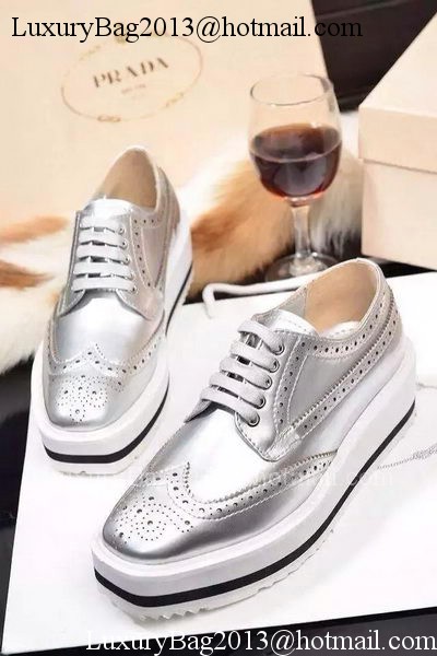 Prada Casual Shoes Leather PD477 Silver