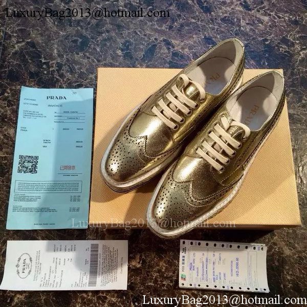 Prada Casual Shoes Leather PD513 Gold