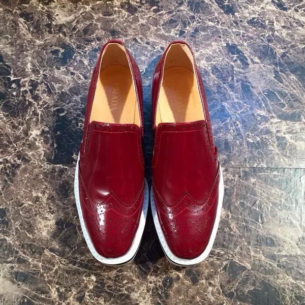 Prada Casual Shoes Leather PD552 Burgundy