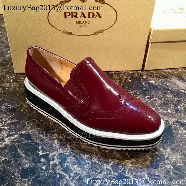 Prada Casual Shoes Leather PD552 Burgundy