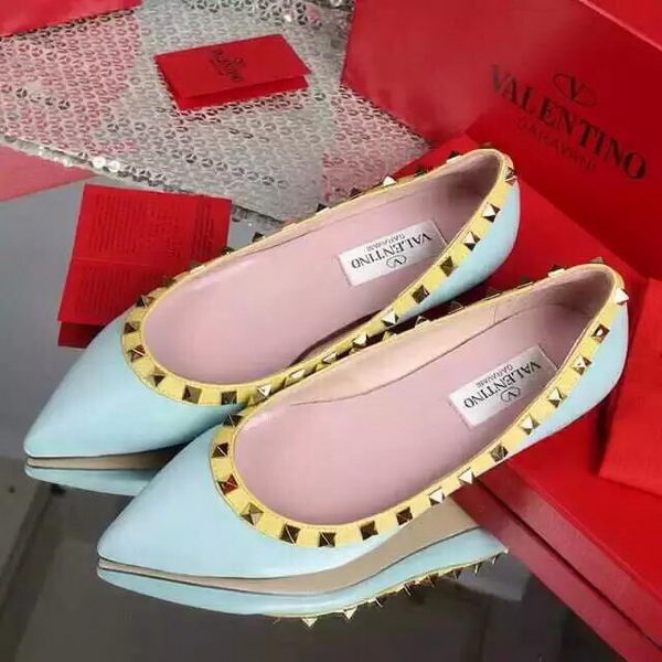 Valentino Leather Flat VT596 Light Blue