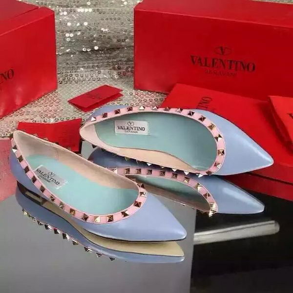 Valentino Leather Flat VT599 Light Blue