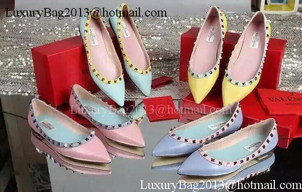 Valentino Leather Flat VT599 Light Blue