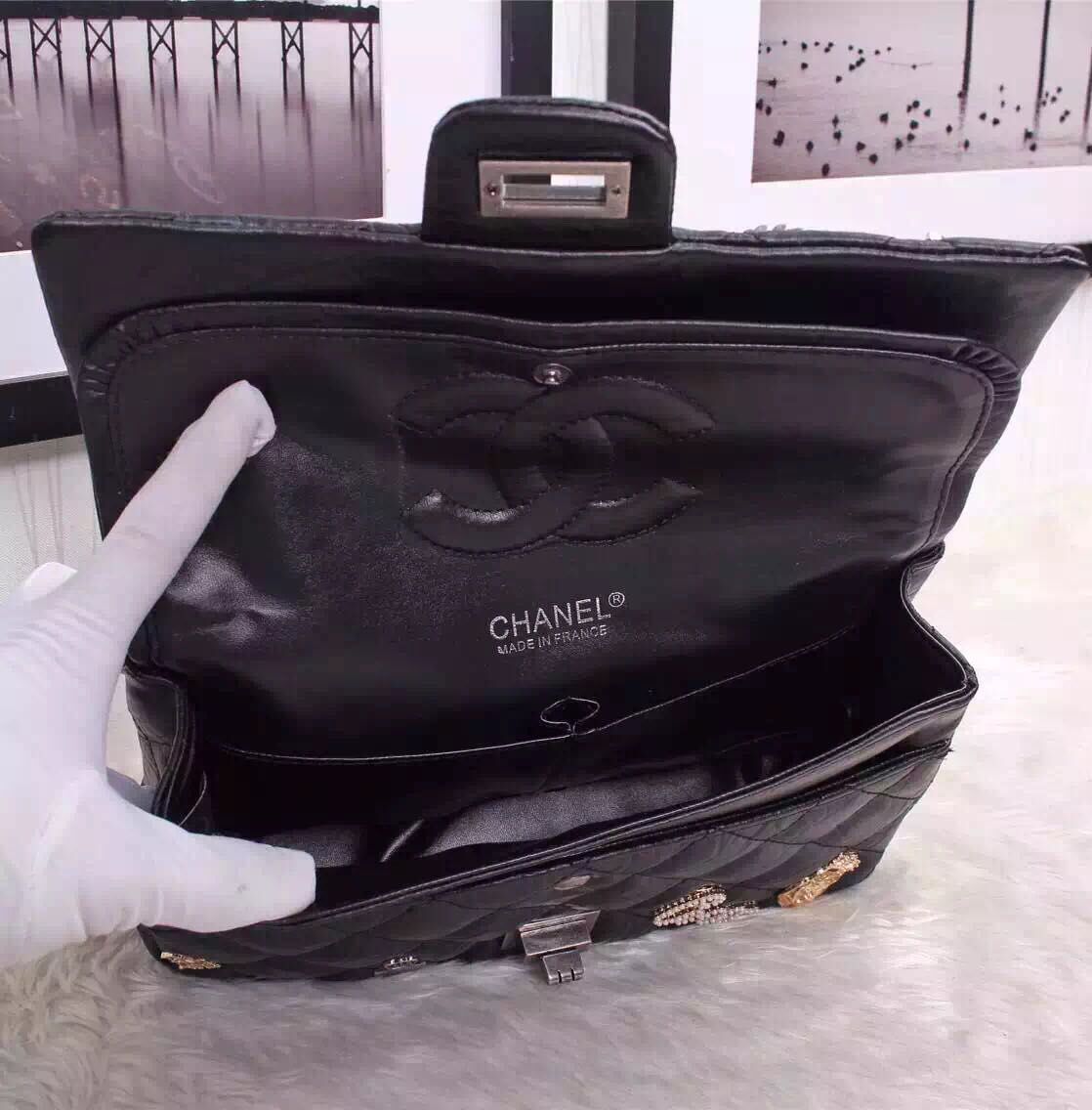 Chanel 2.55 Series Flap Bag Black A2262 Silver 