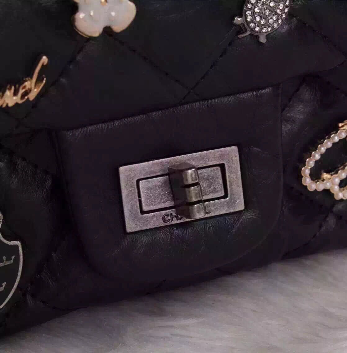 Chanel 2.55 Series Flap Bag Black A2262 Silver 