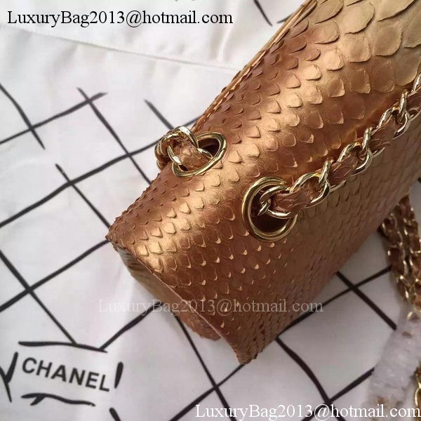 Chanel 2.55 Series Flap Bags Apricot Original Python Leather A1112SA Gold