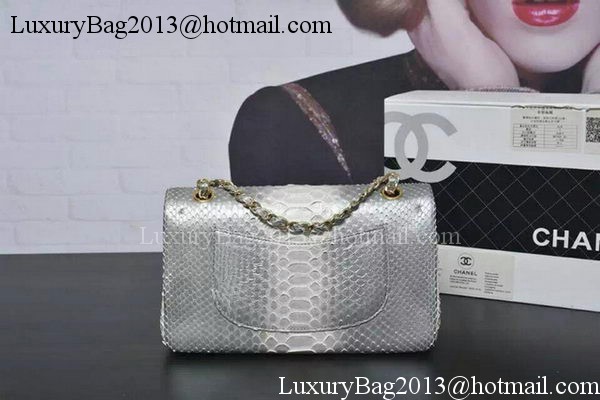 Chanel 2.55 Series Flap Bags Grey&White Original Python Leather A1112SA Gold