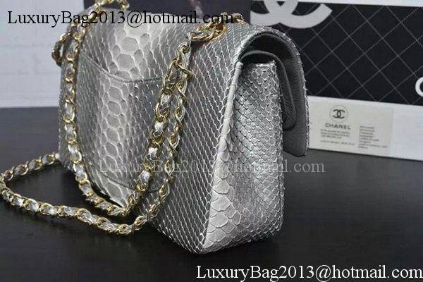 Chanel 2.55 Series Flap Bags Grey&White Original Python Leather A1112SA Gold