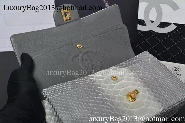 Chanel 2.55 Series Flap Bags Grey&White Original Python Leather A1112SA Gold