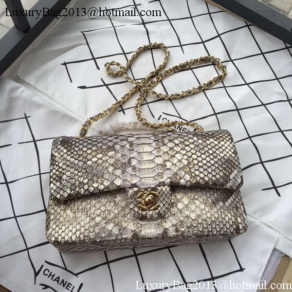 Chanel 2.55 Series Flap Bags OffWhite Original Python Leather A1112SA Gold