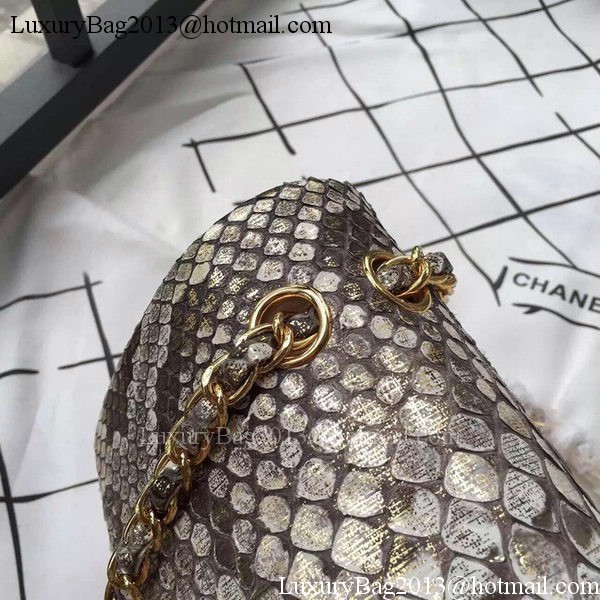 Chanel 2.55 Series Flap Bags OffWhite Original Python Leather A1112SA Gold