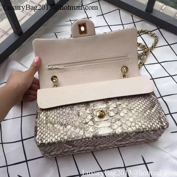 Chanel 2.55 Series Flap Bags OffWhite Original Python Leather A1112SA Gold