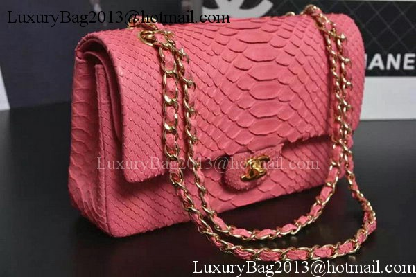 Chanel 2.55 Series Flap Bags Pink Original Python Leather A1112SA Gold