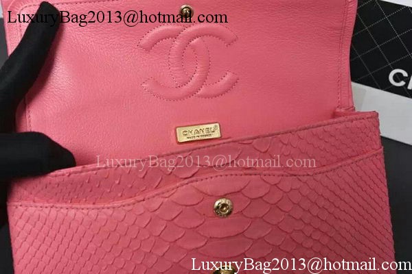 Chanel 2.55 Series Flap Bags Pink Original Python Leather A1112SA Gold