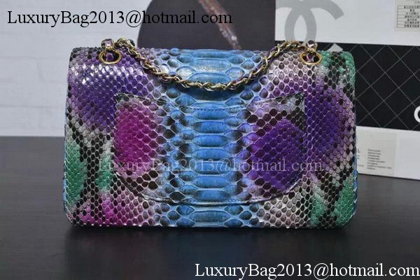 Chanel 2.55 Series Flap Bags Purple&Blue Original Python Leather A1112SA Gold