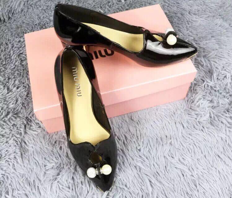 miu miu Patent Leather Flat MM392 Black