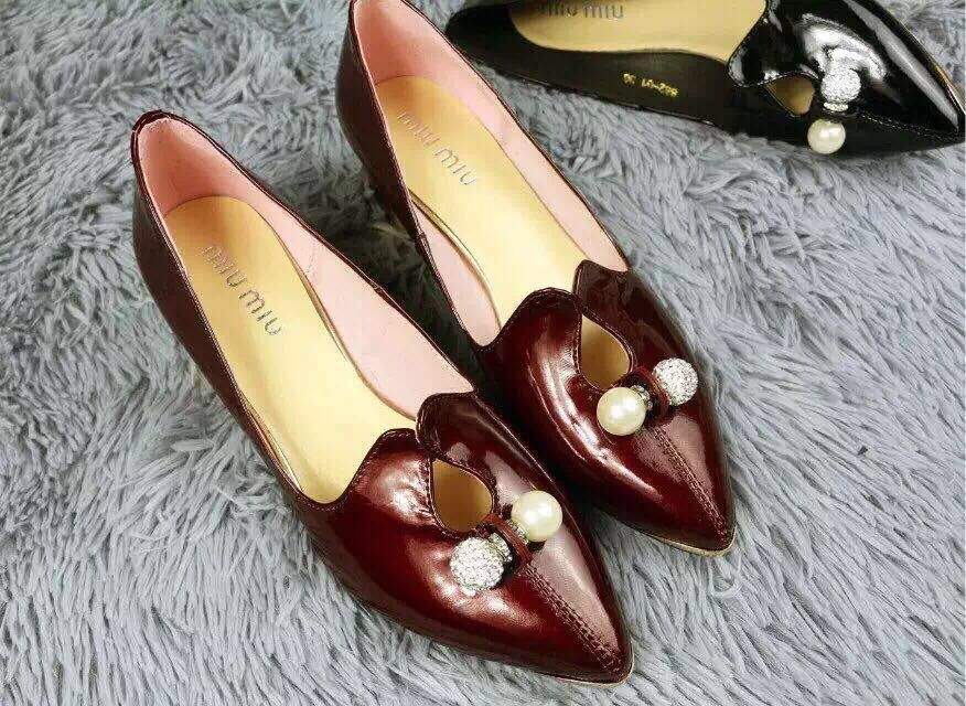 miu miu Patent Leather Flat MM392 Burgundy