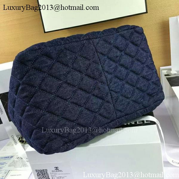 Chanel Blue Denim Fabric Hobo Bag A91136 Bronze