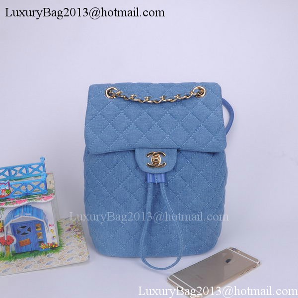 Chanel Denim Fabric Backpack A91121 Light Blue