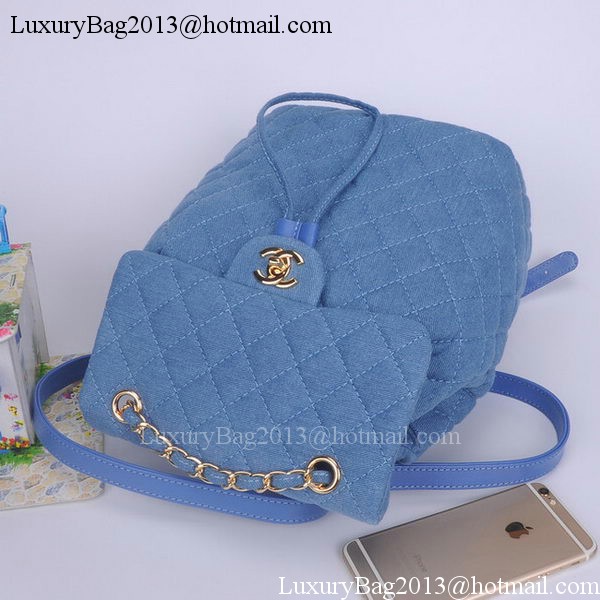 Chanel Denim Fabric Backpack A91121 Light Blue