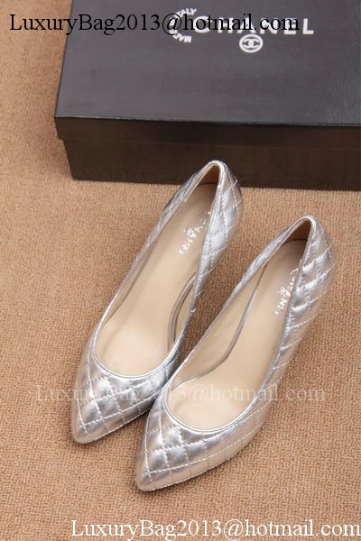 Chanel 60mm Pump Lambskin Leather CH1676 Silver