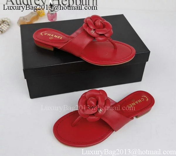 Chanel Thong Sandal Leather CH1666 Red