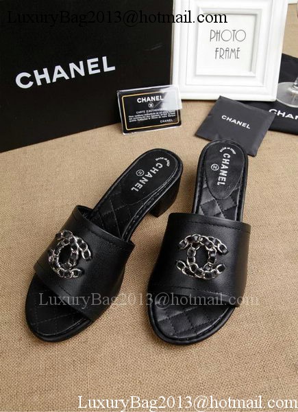 Chanel Slipper Leatehr CH1710 Black