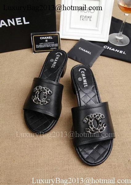 Chanel Slipper Leatehr CH1710 Black