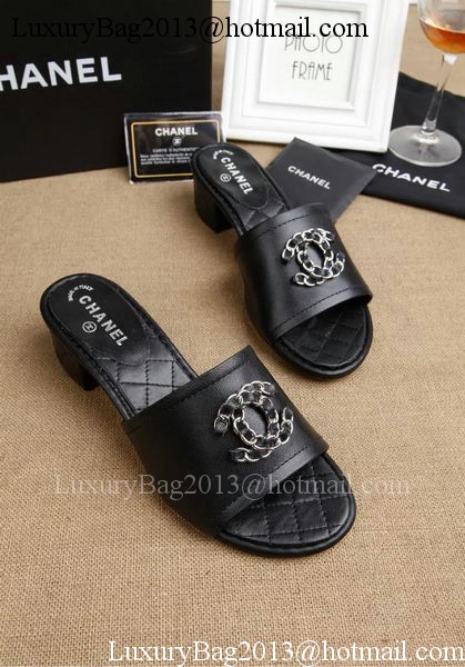 Chanel Slipper Leatehr CH1710 Black