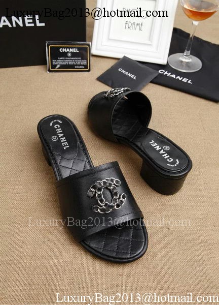 Chanel Slipper Leatehr CH1710 Black