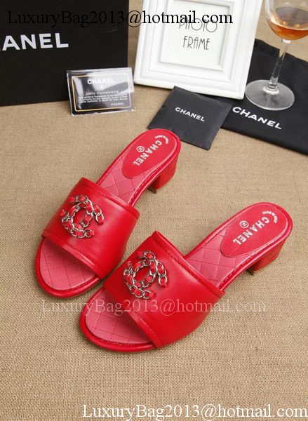 Chanel Slipper Leatehr CH1710 Red