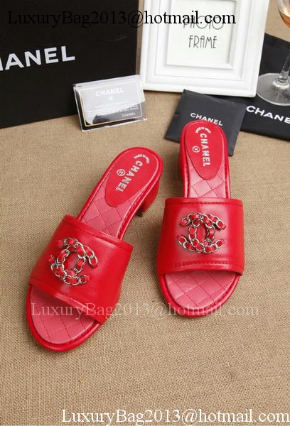 Chanel Slipper Leatehr CH1710 Red