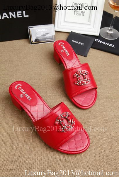 Chanel Slipper Leatehr CH1710 Red