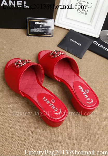 Chanel Slipper Leatehr CH1710 Red