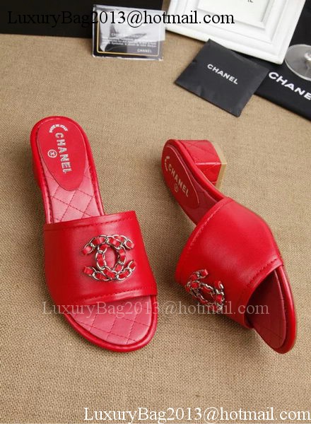 Chanel Slipper Leatehr CH1710 Red