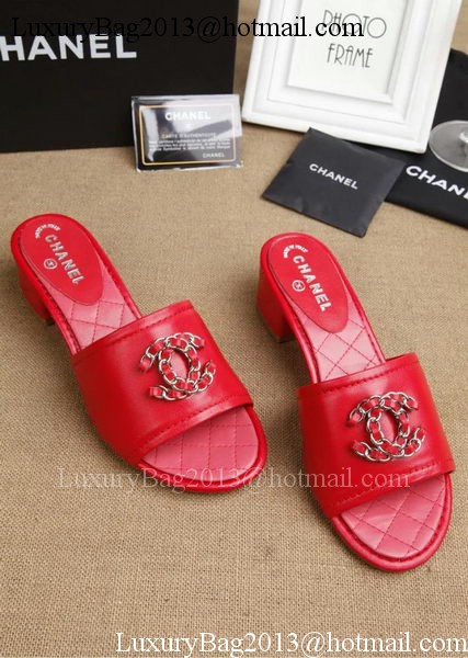 Chanel Slipper Leatehr CH1710 Red