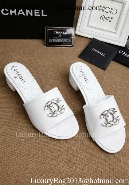 Chanel Slipper Leatehr CH1710 White