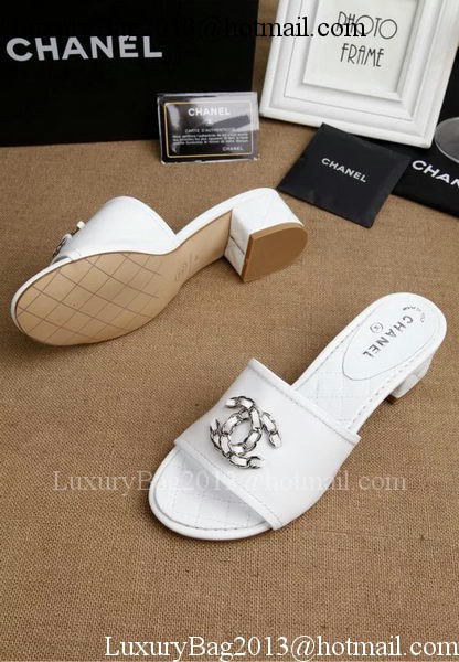 Chanel Slipper Leatehr CH1710 White