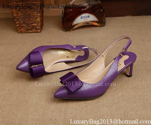 Ferragamo 50mm Pump Leather FL893 Purple