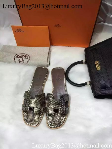 Hermes Slippers Leather HO663 Gold