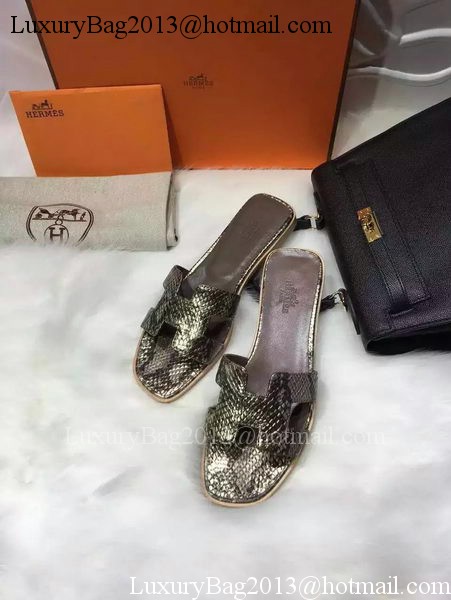 Hermes Slippers Leather HO663 Gold