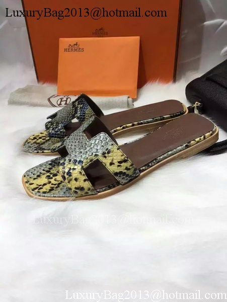 Hermes Slippers Leather HO663 Yellow