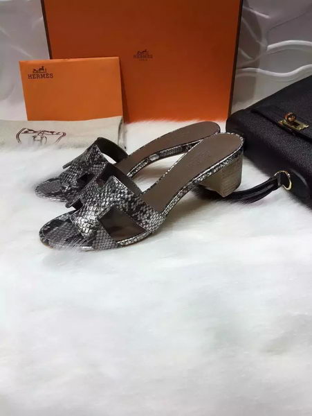 Hermes Slippers Leather HO669 Silver