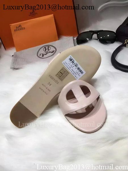 Hermes Slippers Leather HO675 Apricot