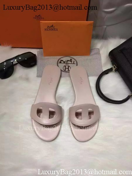 Hermes Slippers Leather HO675 Apricot